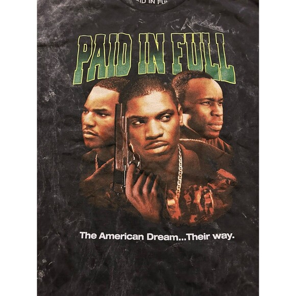 Paid in Full Movie Graphic T-Shirt Men’s 1X Black Acid Wash – Ripple Junction - Picture 2 of 3